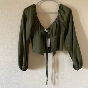 PACSUN Green Long Sleeve Tie Up